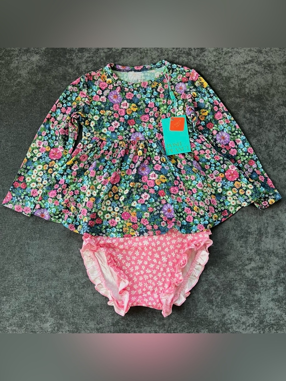NWT Posh Peanut Scarlett Long Sleeve Peplum Ruffle Bummies Set Size 2T